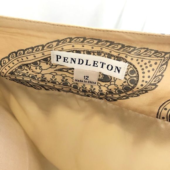 Pendleton Skirt Silk Blend size 12 Paisley Print Tan Black - Picture 8 of 9